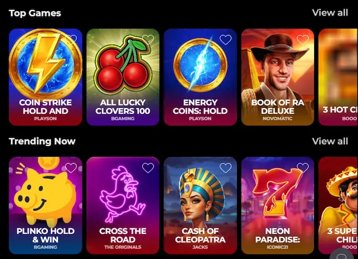 Vipzino Casino Home games